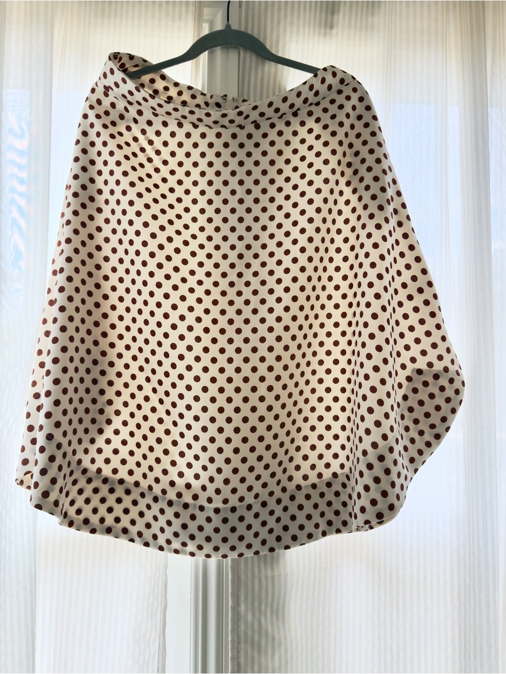 Eva Mendes Polka Dot A-Line Skirt in Ivory and Brown
